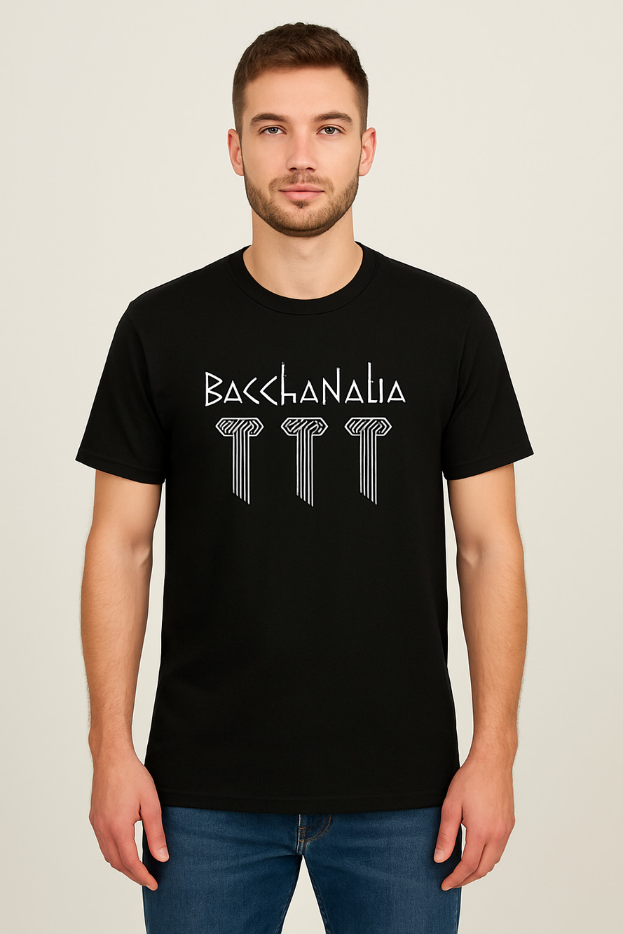 American Apparel Black Graphic T Shirt Bacchanalia Roman Festival Large